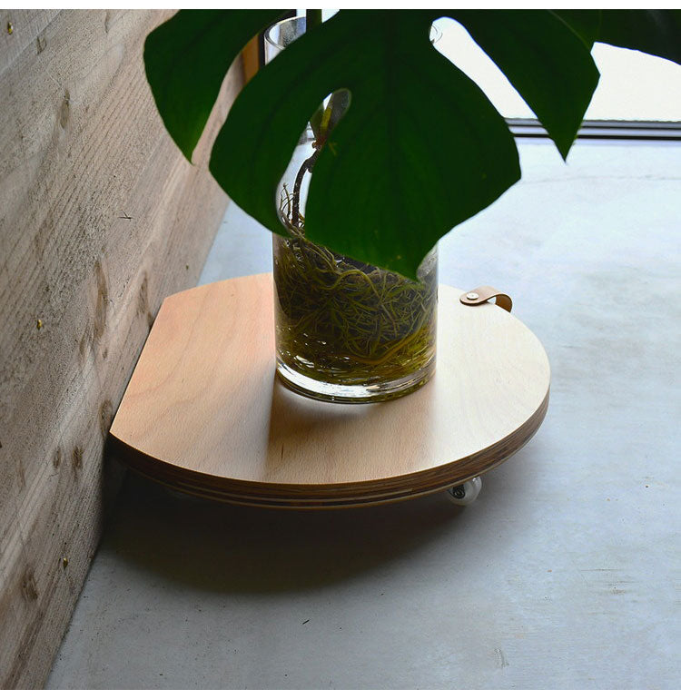 rootis 日本製 耐荷重20kg プランタースタンド 新潟県南魚沼産木材使用 プランター台 キャスター付き セミラウンド 幅35cm ホームキャリー 平台車 台車 フラワースタンド 円形 丸型 回転 トレー(代引不可)