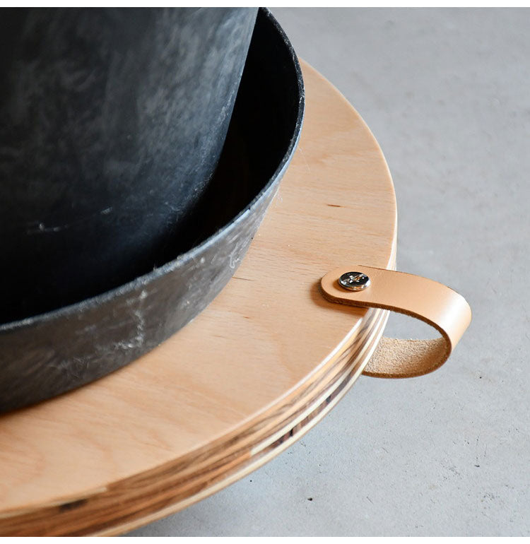 rootis 日本製 耐荷重20kg プランタースタンド 新潟県南魚沼産木材使用 プランター台 キャスター付き セミラウンド 幅35cm ホームキャリー 平台車 台車 フラワースタンド 円形 丸型 回転 トレー(代引不可)