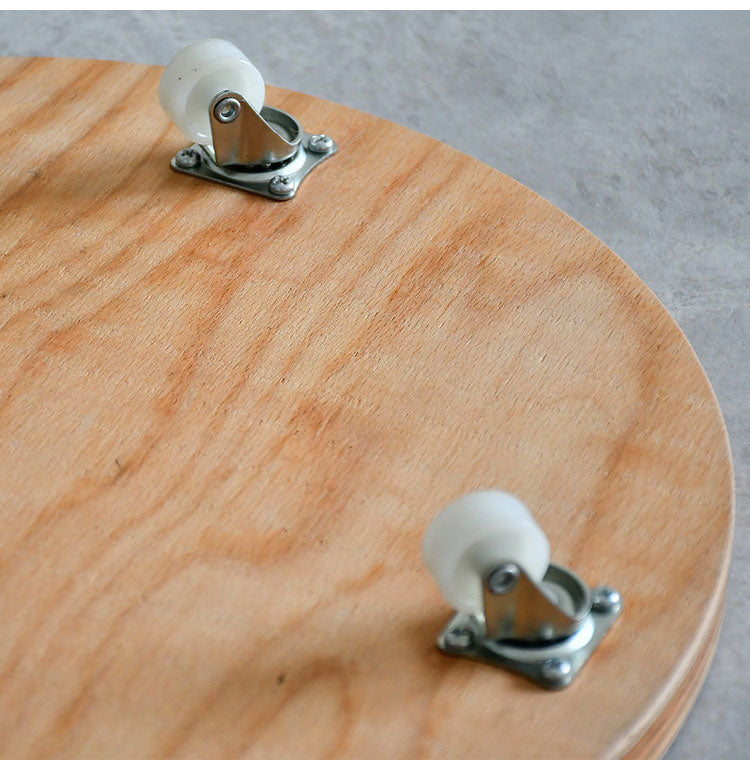 rootis 日本製 耐荷重20kg プランタースタンド 新潟県南魚沼産木材使用 プランター台 キャスター付き セミラウンド 幅35cm ホームキャリー 平台車 台車 フラワースタンド 円形 丸型 回転 トレー(代引不可)