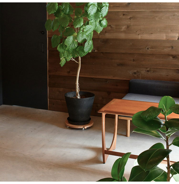 rootis 日本製 耐荷重20kg プランタースタンド 新潟県南魚沼産木材使用 プランター台 キャスター付き ラウンド 幅35cm ホームキャリー 平台車 台車 フラワースタンド 円形 丸型 回転 トレー(代引不可)