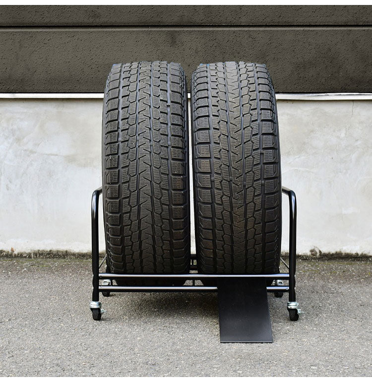 日本製 SUV用 タイヤラック 2個組(4本収納) タイヤ幅24cmまで カバー付き スロープ付き キャスター タイヤスタンド タイヤ収納 足立製作所 組立簡単 カー用品 保管 スタッドレス(代引不可)