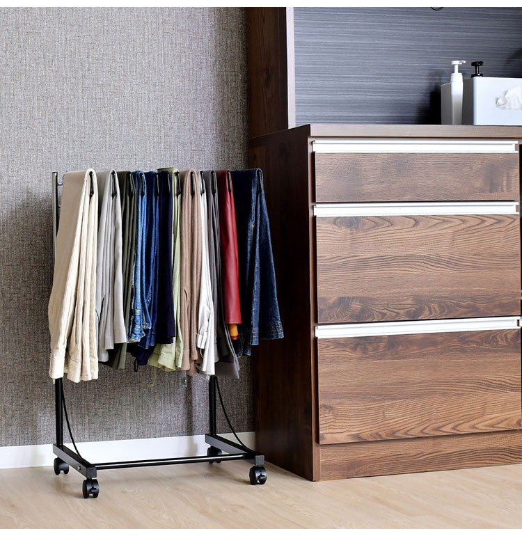 【ワイドパンツ対応】日本製 高さ伸縮ワイドスラックスハンガー 12本掛け スイング式 キャスター付き スラックス収納 ハンガーラック スリム 押入れ 押し入れ 収納 クローゼット ハンガー(代引不可)