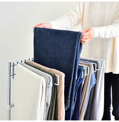 【ワイドパンツ対応】日本製 高さ伸縮ワイドスラックスハンガー 20本掛け スイング式 キャスター付き スラックス収納 ハンガーラック スリム 押入れ 押し入れ 収納 クローゼット ハンガー(代引不可)