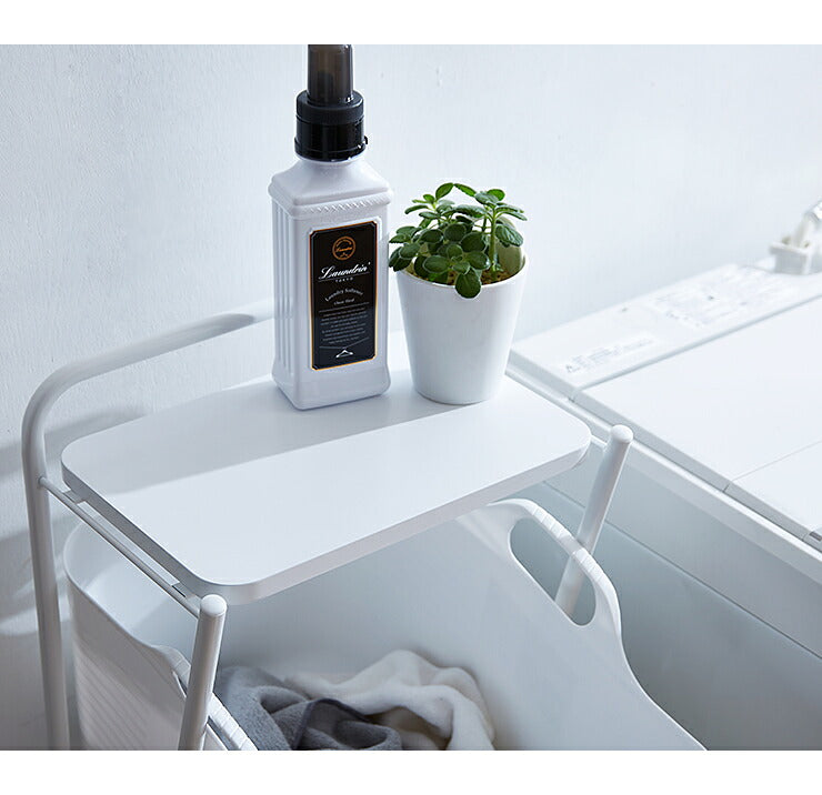 日本製 燕三条 ランドリーラック 2段 キャスター付き ランドリーワゴン モノトーン ランドリーバスケット 洗濯かご 白 ホワイト おしゃれ(代引不可)