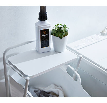 日本製 燕三条 ランドリーラック 2段 キャスター付き ランドリーワゴン モノトーン ランドリーバスケット 洗濯かご 白 ホワイト おしゃれ(代引不可)