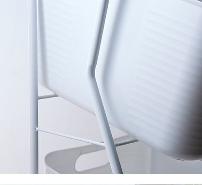 日本製 燕三条 ランドリーラック 2段 キャスター付き ランドリーワゴン モノトーン ランドリーバスケット 洗濯かご 白 ホワイト おしゃれ(代引不可)