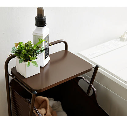 日本製 燕三条 ランドリーラック 2段 キャスター付き ランドリーワゴン モノトーン ランドリーバスケット 洗濯かご 白 ホワイト おしゃれ(代引不可)