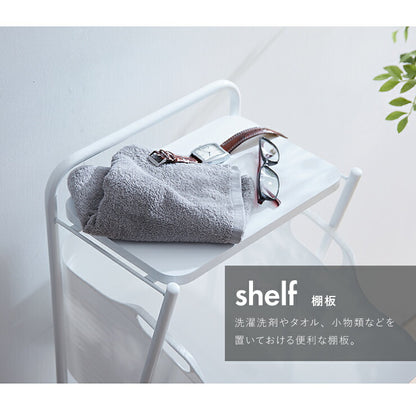 日本製 燕三条 ランドリーラック 2段 キャスター付き ランドリーワゴン モノトーン ランドリーバスケット 洗濯かご 白 ホワイト おしゃれ(代引不可)