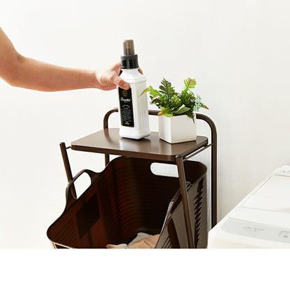 日本製 燕三条 ランドリーラック 2段 キャスター付き ランドリーワゴン モノトーン ランドリーバスケット 洗濯かご 白 ホワイト おしゃれ(代引不可)