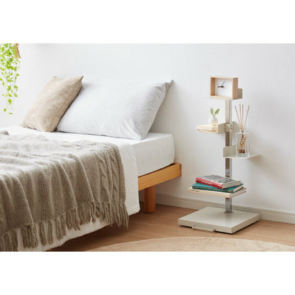 日本製 ブックタワー 5段 アイボリー おしゃれ 隠しキャスター付き 棚板高さ調節 積ん読 本棚 シェルフ タワー マガジンラック コミック 文庫本 積読 ディスプレイ サイドテーブル(代引不可)