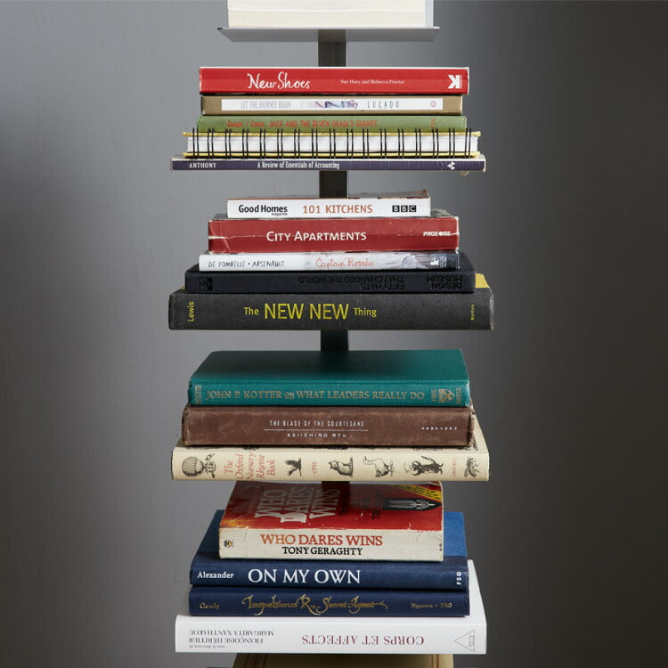 日本製 ブックタワー ハイタイプ 8段 積ん読ラック 高さ調節 頑丈スチール 隠しキャスター 本棚 シェルフ マガジンラック コミック 文庫本 積読 棚 ディスプレイ おしゃれ(代引不可)