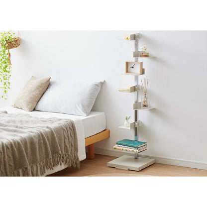 日本製 ブックタワー 8段 アイボリー おしゃれ 隠しキャスター付き 棚板高さ調節 積ん読 本棚 シェルフ タワー マガジンラック コミック 文庫本 積読 ディスプレイ サイドテーブル(代引不可)