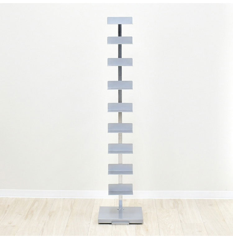 日本製 ブックタワー プレミアムタイプ 10段 積ん読ラック 高さ調節 頑丈スチール 隠しキャスター 本棚 シェルフ マガジンラック コミック 文庫本 積読 棚 ディスプレイ おしゃれ(代引不可)