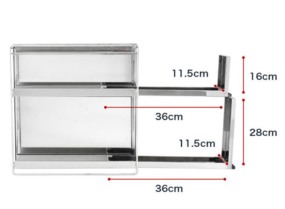 日本製 燕三条 隠せるステンレス調味料ラック 2段 引き出し 大容量 スパイスラック ステンレス製 調味料入れ 調味料ポット 隠せる 隠す 収納 スリム コンロサイド 隙間収納 すき間収納 おしゃれ