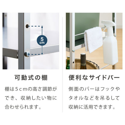 日本製 燕三条 ステンレス作業台ワゴン 幅50cm 引出付き ハンドル付き キッチンワゴン 作業台 調理台 スリム キャスター付き おしゃれ ステンレス天板 シルバー ステンレスワゴン キッチンラック(代引不可)