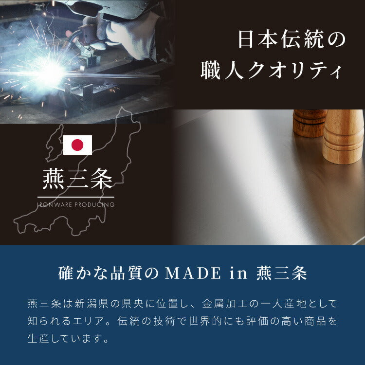 日本製 燕三条 ステンレス作業台ワゴン 幅50cm 引出付き ハンドル付き キッチンワゴン 作業台 調理台 スリム キャスター付き おしゃれ ステンレス天板 シルバー ステンレスワゴン キッチンラック(代引不可)