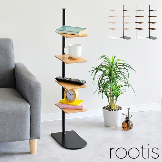 rootis 日本製 サイドテーブルスタンド 新潟県南魚沼産木材使用 サイドテーブル ディスプレイラック 棚 コーヒーテーブル ソファサイド ベッドサイド スリム 足立製作所 bokula(代引不可)