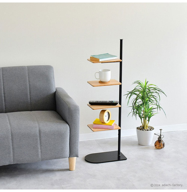 rootis 日本製 サイドテーブルスタンド 新潟県南魚沼産木材使用 サイドテーブル ディスプレイラック 棚 コーヒーテーブル ソファサイド ベッドサイド スリム 足立製作所 bokula(代引不可)