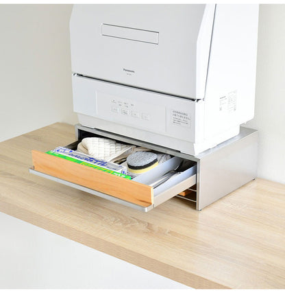 rootis 日本製 食洗機ラック 完成品 耐荷重40kg 幅47cm 引出し付き 新潟県南魚沼産木材使用 ステンレス 食洗機台 食洗器台 食洗器ラック 置き台 収納付き 足立製作所 bokula(代引不可)