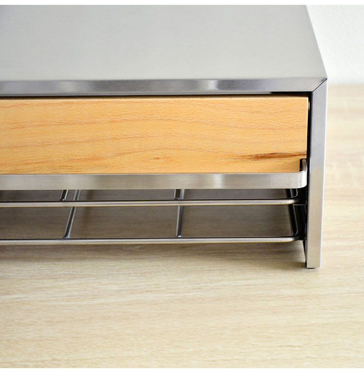 rootis 日本製 食洗機ラック 完成品 耐荷重40kg 幅47cm 引出し付き 新潟県南魚沼産木材使用 ステンレス 食洗機台 食洗器台 食洗器ラック 置き台 収納付き 足立製作所 bokula(代引不可)