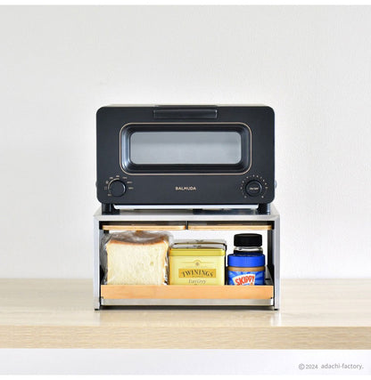 rootis 日本製 トースターラック 完成品 耐荷重20kg 幅36cm 引出し付き 新潟県南魚沼産木材使用 ステンレス ブレッドケース キッチン収納 パンケース 足立製作所 bokula(代引不可)