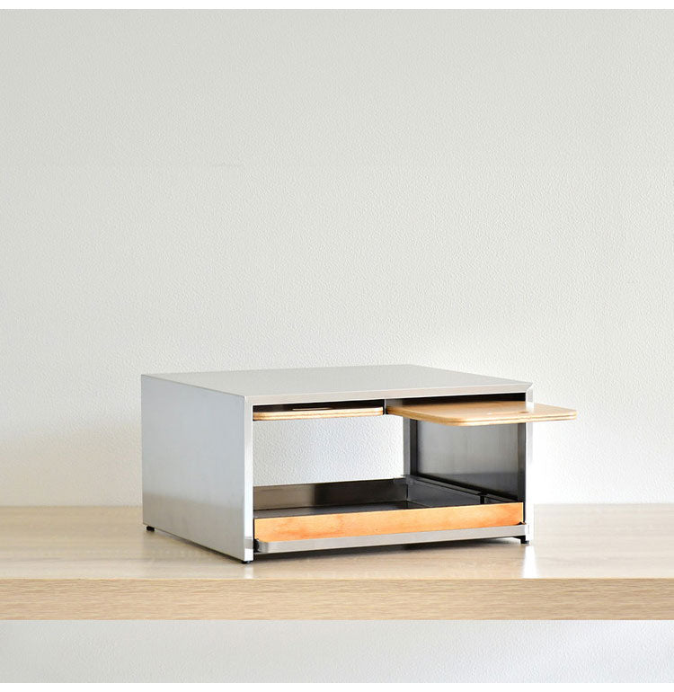 rootis 日本製 トースターラック 完成品 耐荷重20kg 幅36cm 引出し付き 新潟県南魚沼産木材使用 ステンレス ブレッドケース キッチン収納 パンケース 足立製作所 bokula(代引不可)