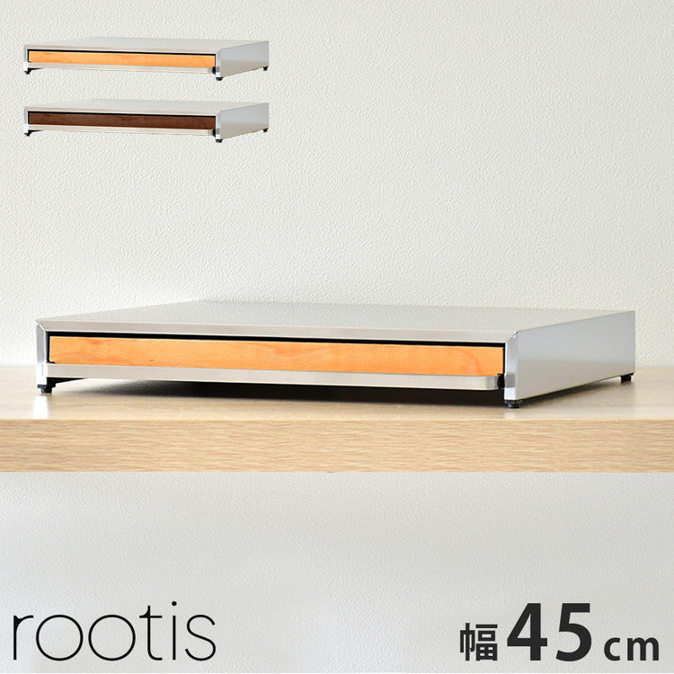 rootis 日本製 オーブンレンジラック 完成品 耐荷重20kg 幅45cm スライドテーブル 新潟県南魚沼産木材使用 スライドトレー 家電下トレー 家電下ラック 作業台 足立製作所 bokula(代引不可)