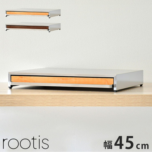 rootis 日本製 オーブンレンジラック 完成品 耐荷重20kg 幅45cm スライドテーブル 新潟県南魚沼産木材使用 スライドトレー 家電下トレー 家電下ラック 作業台 足立製作所 bokula(代引不可)