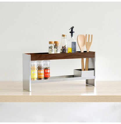 rootis 日本製 スパイス&ツールラック 完成品 幅50cm 新潟県南魚沼産木材使用 ツールスタンド 調味料ラック スパイスラック カウンター上収納 足立製作所 bokula(代引不可)