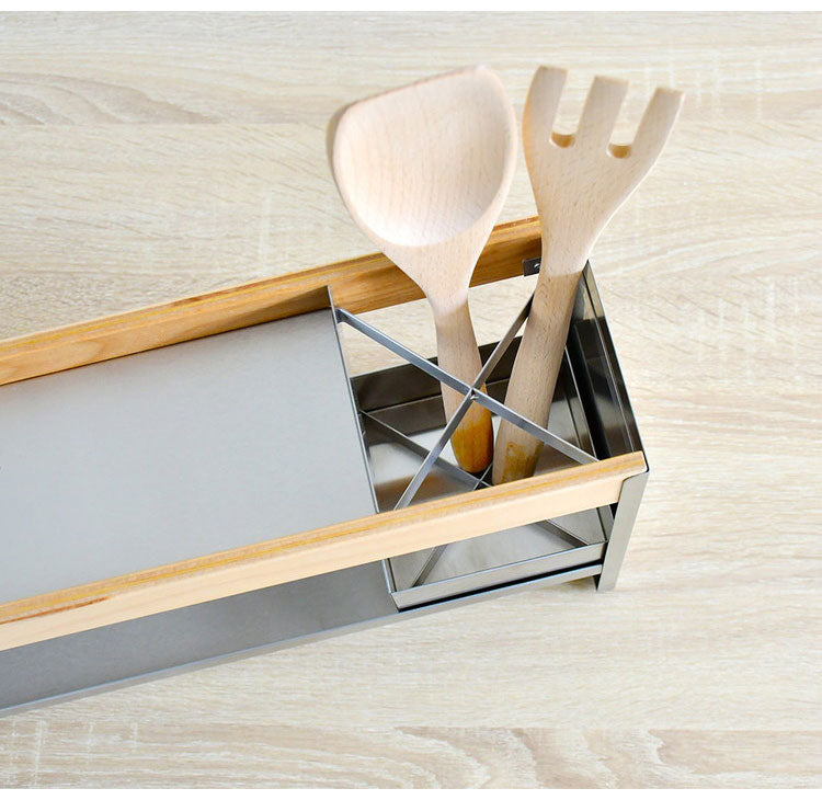 rootis 日本製 スパイス&ツールラック 完成品 幅50cm 新潟県南魚沼産木材使用 ツールスタンド 調味料ラック スパイスラック カウンター上収納 足立製作所 bokula(代引不可)