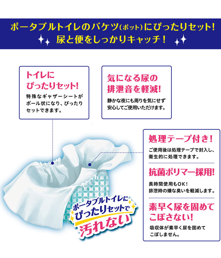 【2個セット】ミナラーク ポータブルトイレシート 30枚入り 使い捨て ポータブルトイレ 簡易トイレ 簡易便所 シート 介護 高齢 老人 防災 災害 断水 防災グッズ 備蓄 日本製 国産 MRK-003