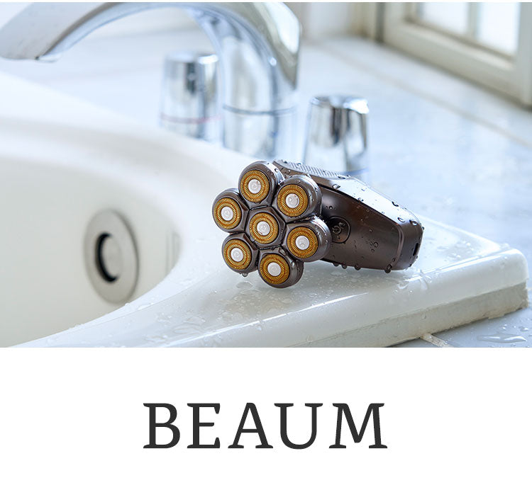 BEAUM 7ヘッドボディシェイバー 全身 電動グルーマー ムダ毛処理 メンズ 男性 チタンコート 充電式 コードレス 防水 IPX7 水洗い 風呂場 剃毛 簡単着脱 清潔 ビューム アピックス APIX ASV-B07