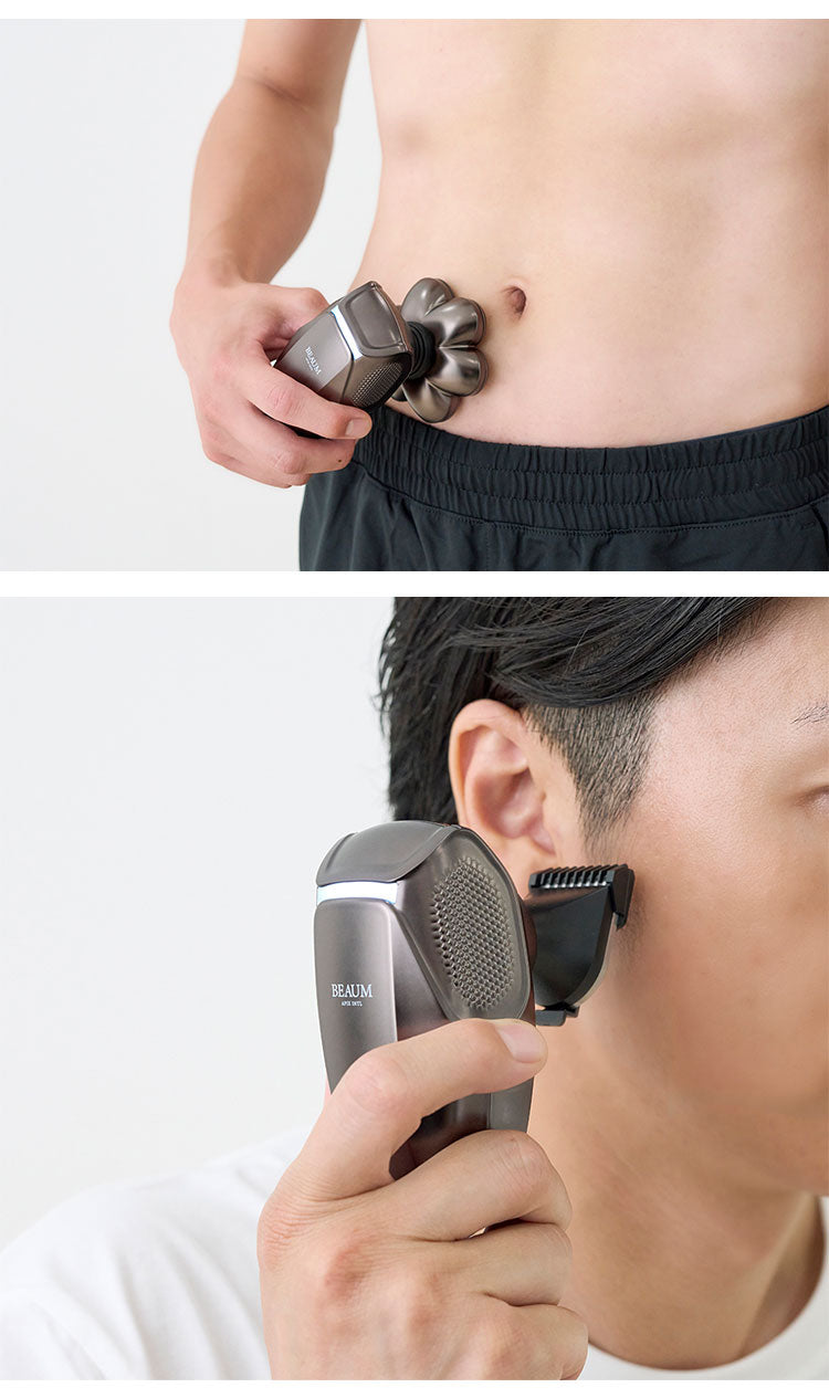 BEAUM 7ヘッドボディシェイバー 全身 電動グルーマー ムダ毛処理 メンズ 男性 チタンコート 充電式 コードレス 防水 IPX7 水洗い 風呂場 剃毛 簡単着脱 清潔 ビューム アピックス APIX ASV-B07