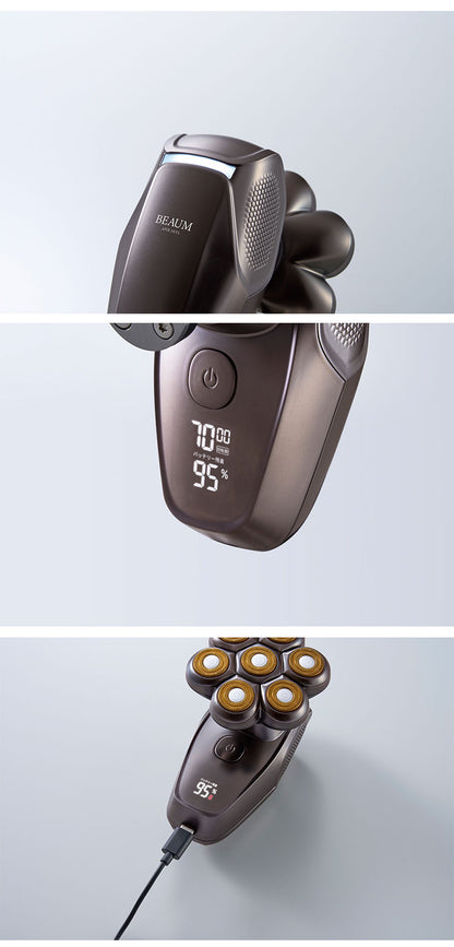 BEAUM 7ヘッドボディシェイバー 全身 電動グルーマー ムダ毛処理 メンズ 男性 チタンコート 充電式 コードレス 防水 IPX7 水洗い 風呂場 剃毛 簡単着脱 清潔 ビューム アピックス APIX ASV-B07