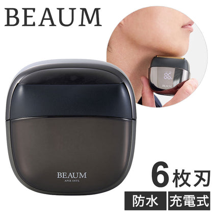 BEAUM 6枚刃シェーバー 電動グルーマー ムダ毛処理 メンズ 男性 チタンコート 充電式 コードレス 防水 IPX7 水洗い 風呂場 持ち運び コンパクト ケース付き 剃毛 ビューム アピックス APIX ASV-B06