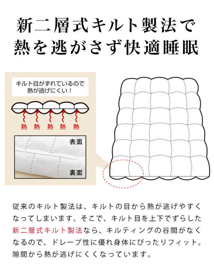 プリマロフト 2層式掛け布団 ダブル 190×210cm 2層式キルト 人工羽毛 洗える 洗濯可 軽量 ループ付 保温 暖かい あったか 快眠 二層 掛布団 羽毛 羽毛布団 アイボリー ブラウン ネイビー PRIMALOFT