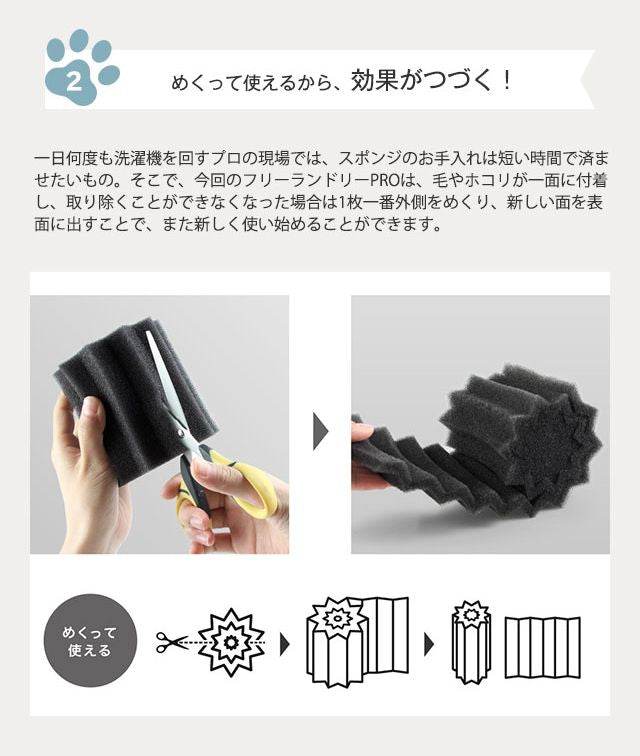 フリーランドリー FREELAUNDRY プロ 3個入 ペット 洗濯 洗濯グッズ スポンジ 毛とり 抜け毛 犬 猫 ネコ