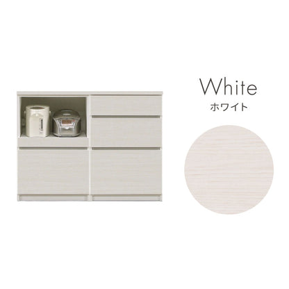 キッチンカウンター 120 幅120 高さ93 引き出し3杯 オープンスライド 完成品 国産 開梱設置無料 日本製 レンジ台 カウンター テーブル 食器棚 キッチンボード 引き出し(代引不可)