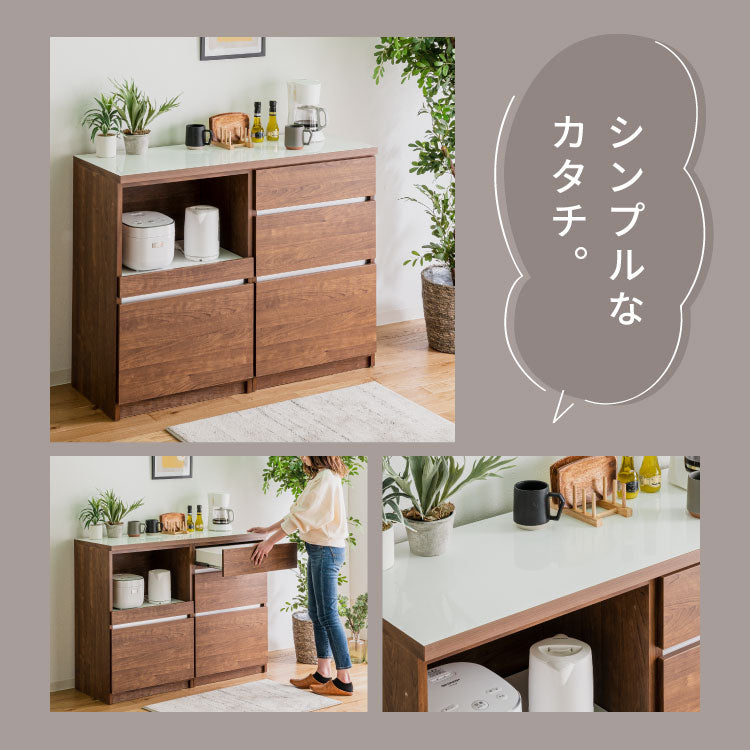 キッチンカウンター 120 幅120 高さ93 引き出し3杯 オープンスライド 完成品 国産 開梱設置無料 日本製 レンジ台 カウンター テーブル 食器棚 キッチンボード 引き出し(代引不可)