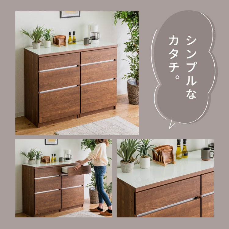 キッチンカウンター 120 幅120 高さ93 引き出し6杯 完成品 国産 開梱設置無料 日本製 レンジ台 カウンター テーブル 食器棚 キッチンボード 引き出し(代引不可)