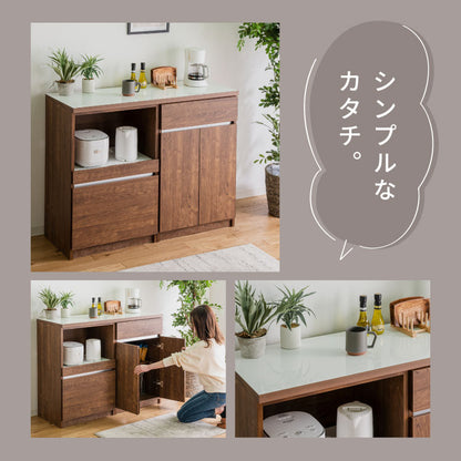 キッチンカウンター 120 幅120 高さ93 開き扉 オープンスライド 完成品 国産 開梱設置無料 日本製 レンジ台 カウンター テーブル 食器棚 キッチンボード 引き出し(代引不可)