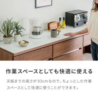 キッチンカウンター 180 幅180 高さ93 引き出し6杯 ダストボックス ゴミ箱 完成品 国産 開梱設置無料 日本製 レンジ台 カウンター テーブル 食器棚 キッチンボード(代引不可)