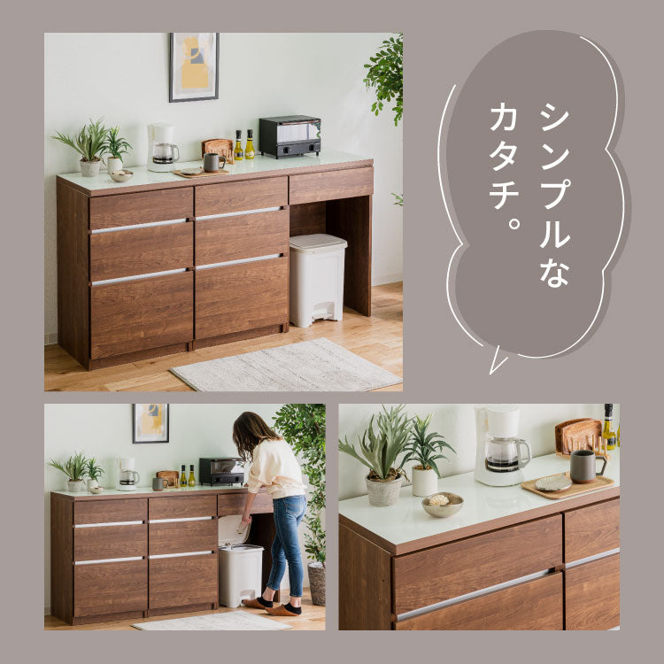 キッチンカウンター 180 幅180 高さ93 引き出し6杯 ダストボックス ゴミ箱 完成品 国産 開梱設置無料 日本製 レンジ台 カウンター テーブル 食器棚 キッチンボード(代引不可)