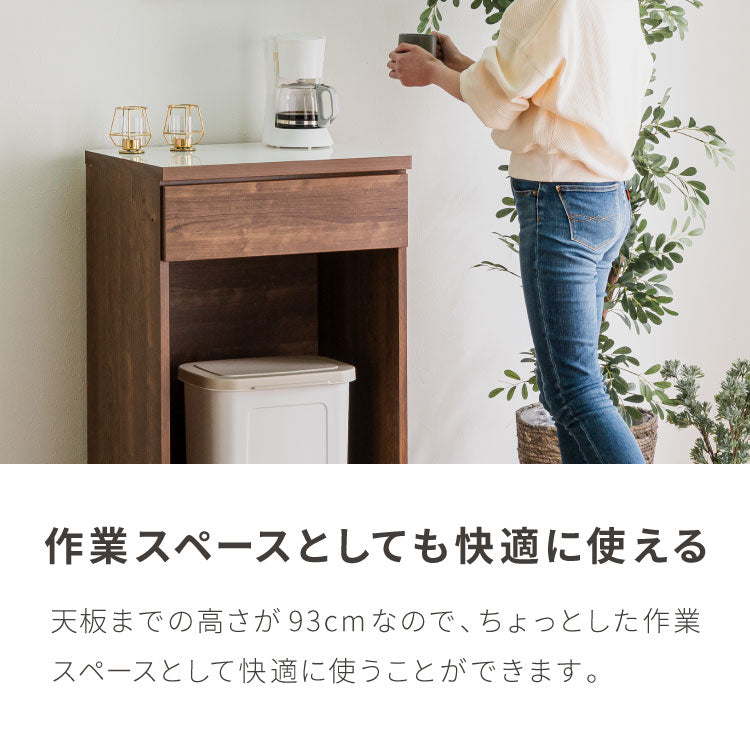 キッチンカウンター 60 幅60 高さ93 ダストボックス ゴミ箱 完成品 国産 日本製 大川家具 レンジ台 カウンター テーブル 食器棚 キッチンボード 引き出し(代引不可)