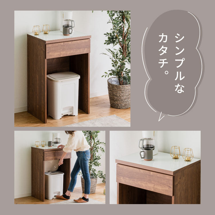 キッチンカウンター 60 幅60 高さ93 ダストボックス ゴミ箱 完成品