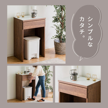 キッチンカウンター 60 幅60 高さ93 ダストボックス ゴミ箱 完成品 国産 日本製 大川家具 レンジ台 カウンター テーブル 食器棚 キッチンボード 引き出し(代引不可)