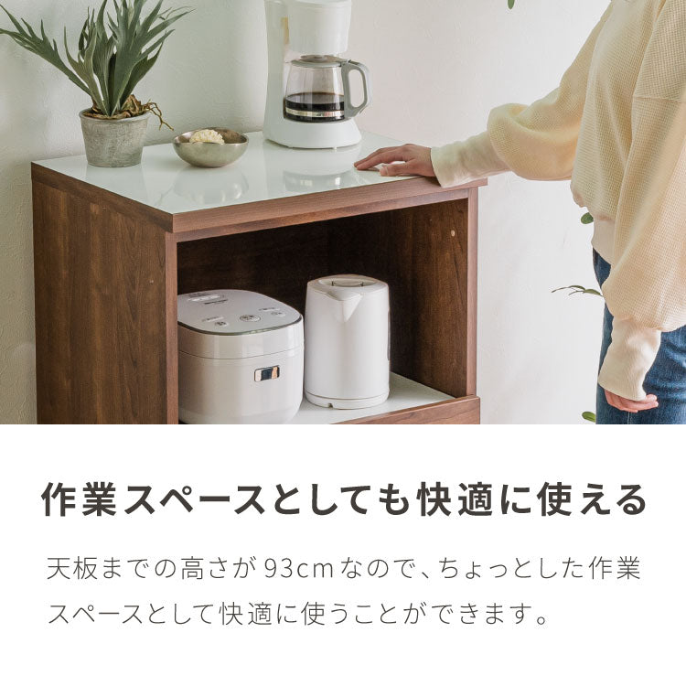 キッチンカウンター 60 幅60 高さ93 オープンスライド 完成品 国産 日本製 大川家具 レンジ台 カウンター テーブル 食器棚 キッチンボード 引き出し 大容量(代引不可)