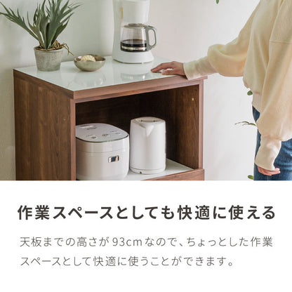 キッチンカウンター 60 幅60 高さ93 オープンスライド 完成品 国産 日本製 大川家具 レンジ台 カウンター テーブル 食器棚 キッチンボード 引き出し 大容量(代引不可)