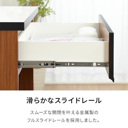 キッチンカウンター 120 完成品 FRON120 引き出し収納 ダストボックス収納 モイス加工 ごみ箱 間仕切り 背面化粧 開梱設置無料 奥行45 高さ93 フルオープンレール ポリエステル化粧板(代引不可)