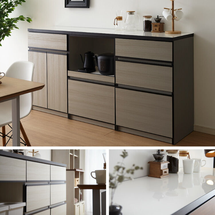 キッチンカウンター 120 完成品 FRON120 引き出し収納 ダストボックス収納 モイス加工 ごみ箱 間仕切り 背面化粧 開梱設置無料 奥行45 高さ93 フルオープンレール ポリエステル化粧板(代引不可)